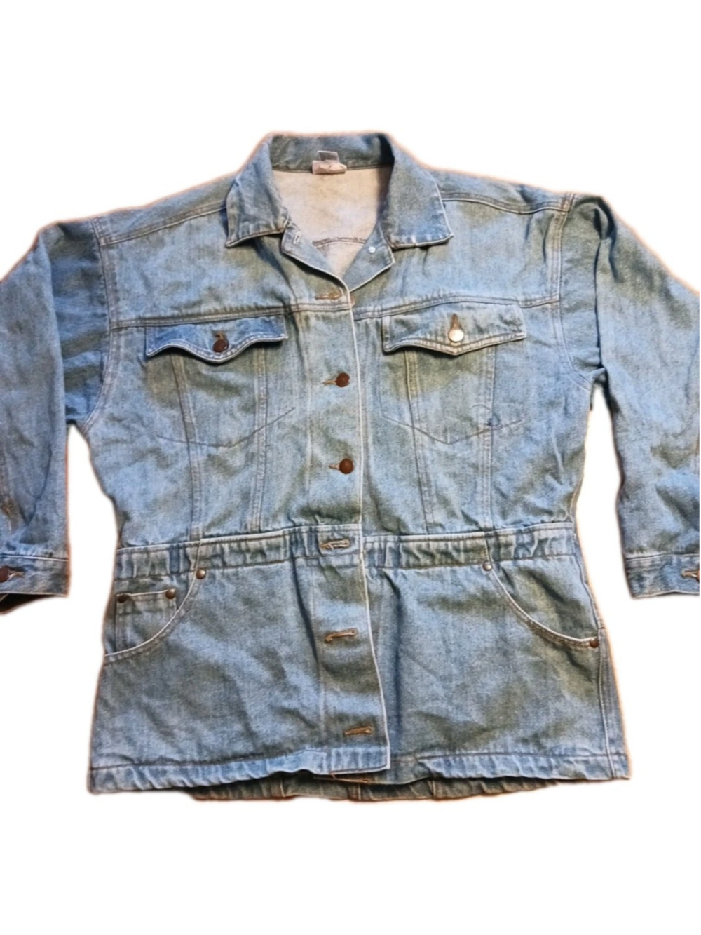 Vintage Avon Women's M Denim Long Sleeve Button-up Jacket Blue Jean Retro - Picture 4 of 6